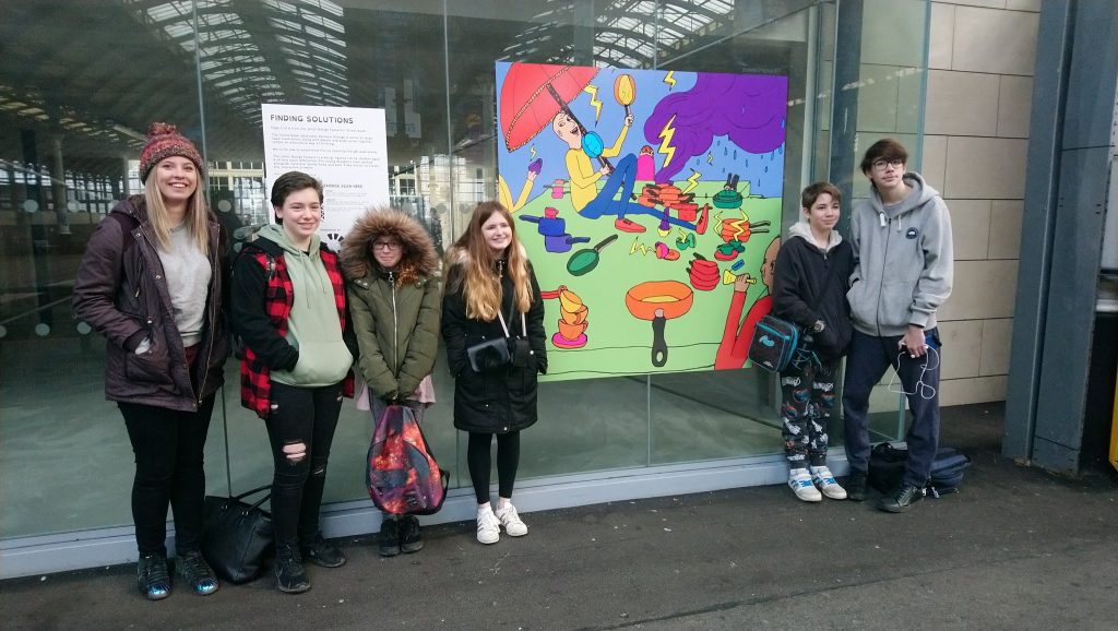 junior designers with a page from their street book about dyslexia